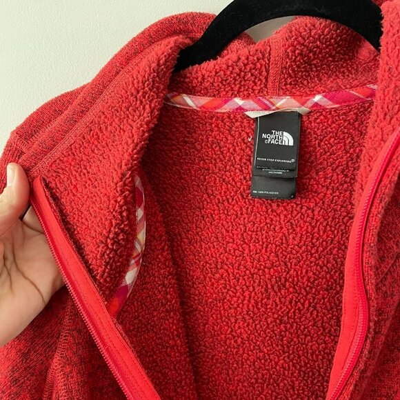 The North Face Full Zip Mock Neck Casual Outdoor Fleece Basic Jacket Red Small - Picture 7 of 9